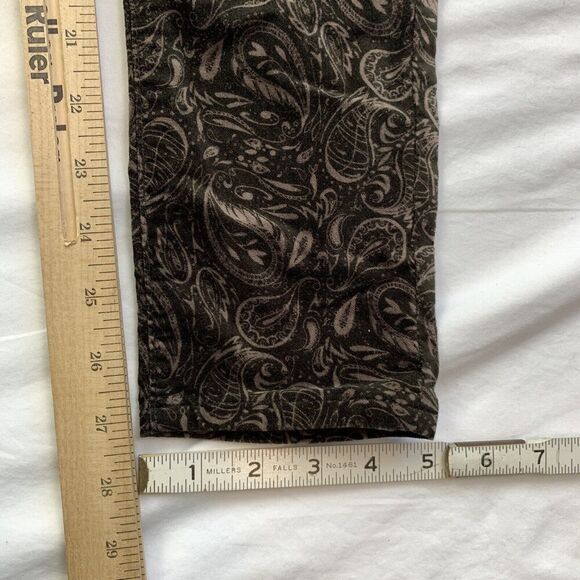 AG For Anthropologie Stevie High Rise Ankle Velvet Pants Paisley Black Size 24 - Picture 8 of 15